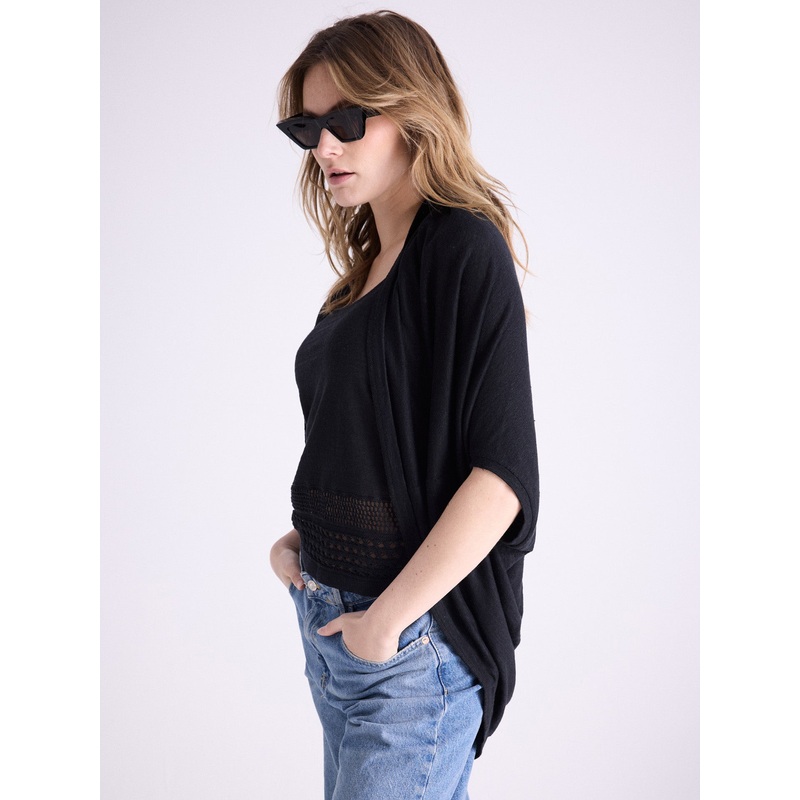 Cape lin Mireille|Noir|S/M