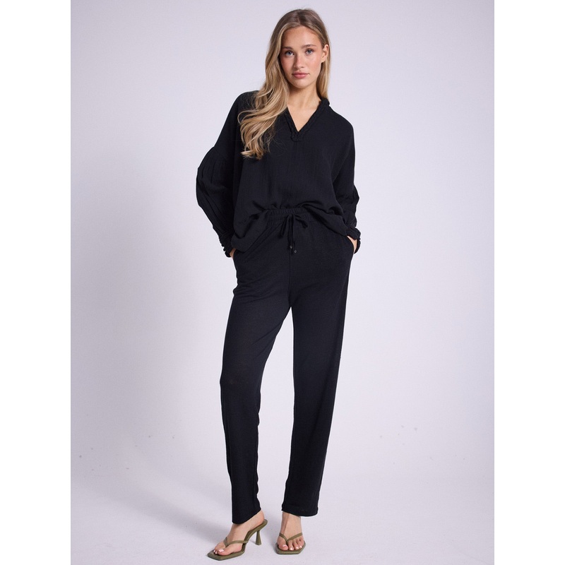 Pantalon lin Meline|Noir|S|M|L