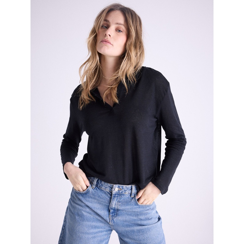 Sweatshirt  capuche lin Sita|Noir|S|M|L