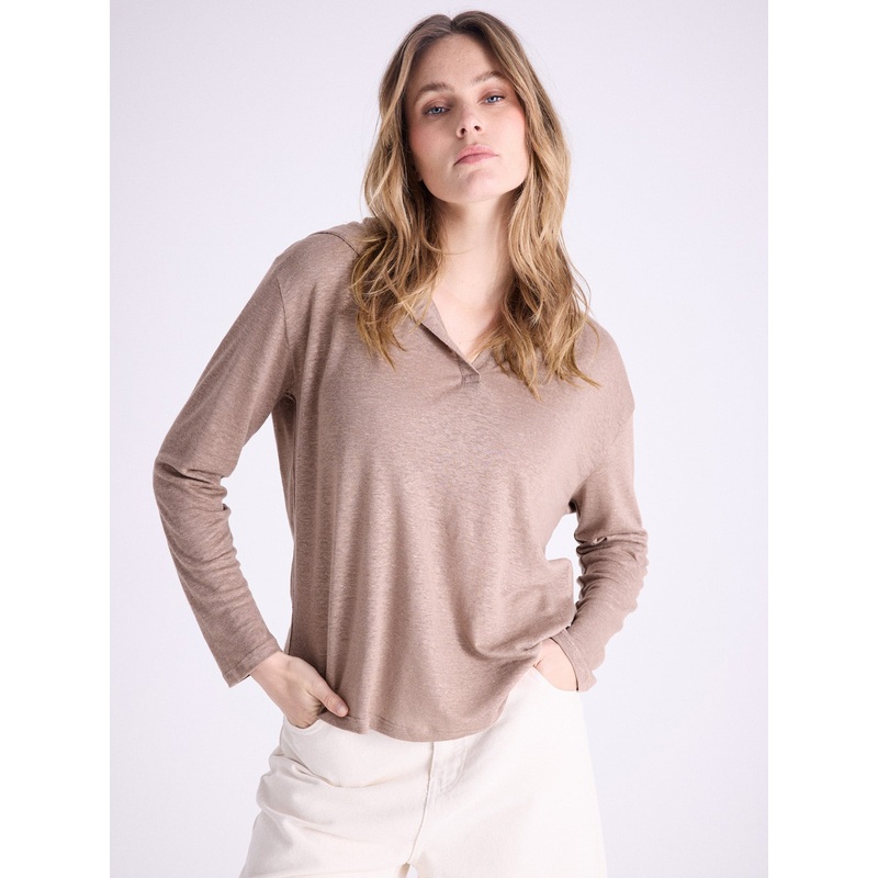 Sweatshirt  capuche lin Sita|Toasted nut|S|M|L