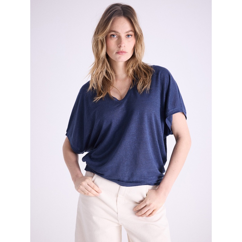 T-shirt lin Sophia|Marine|XS/S|S/M|L/XL