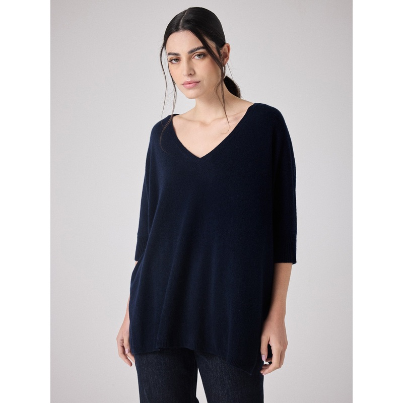 Pull poncho cachemire Aimee|Marine|XS/S|S/M|L/XL