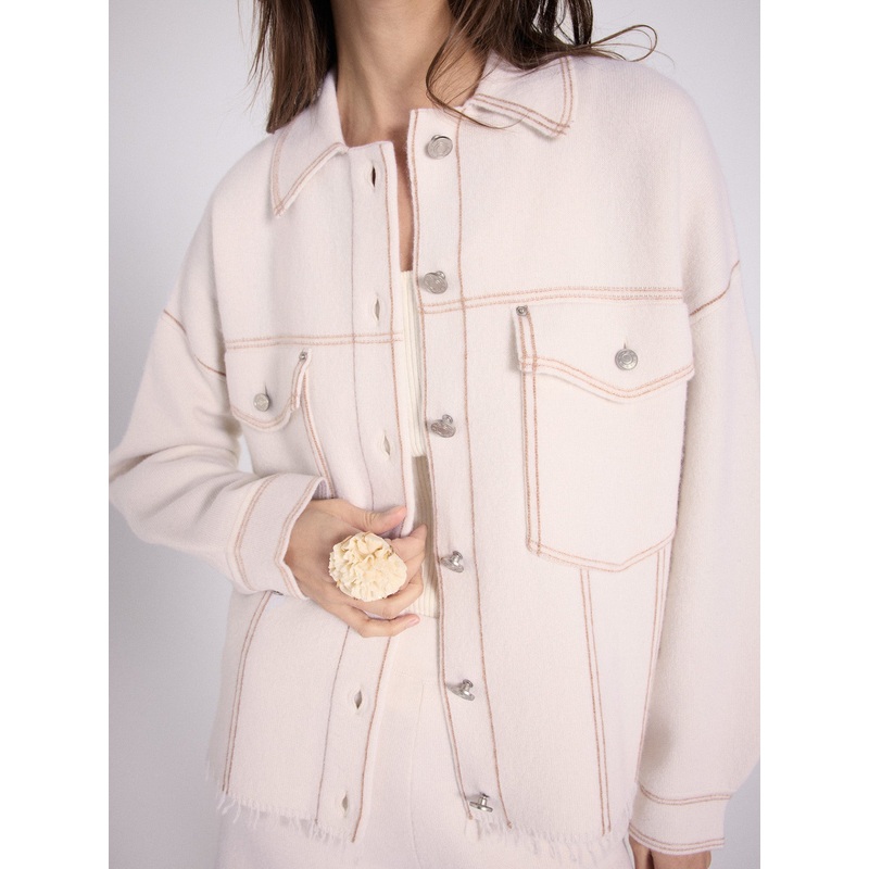 Veste boxy cachemire Levo|cru / camel|S|M|L