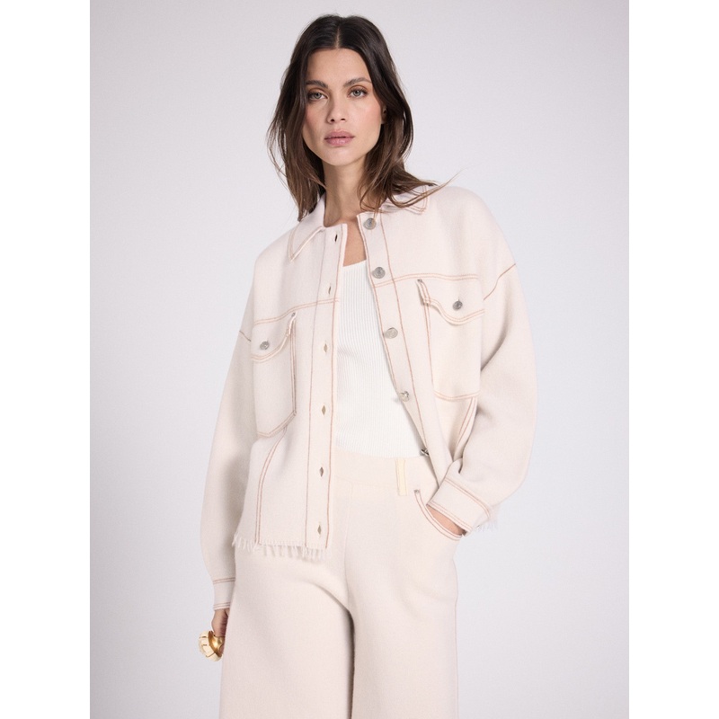 Veste boxy cachemire Levo|cru / camel|S|M|L