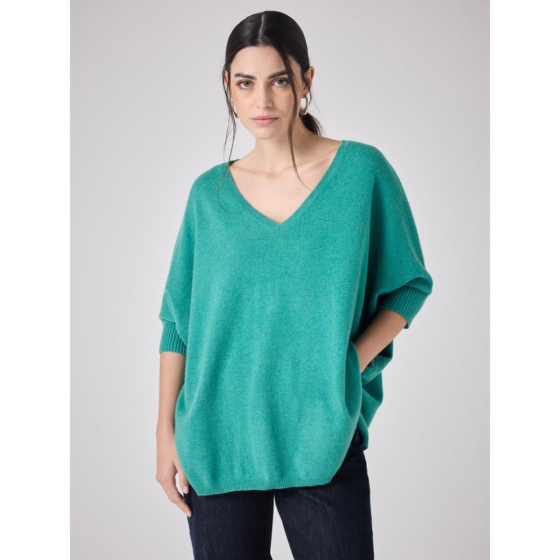 Pull poncho cachemire Aimee|Deep mint|XS/S|S/M|L/XL