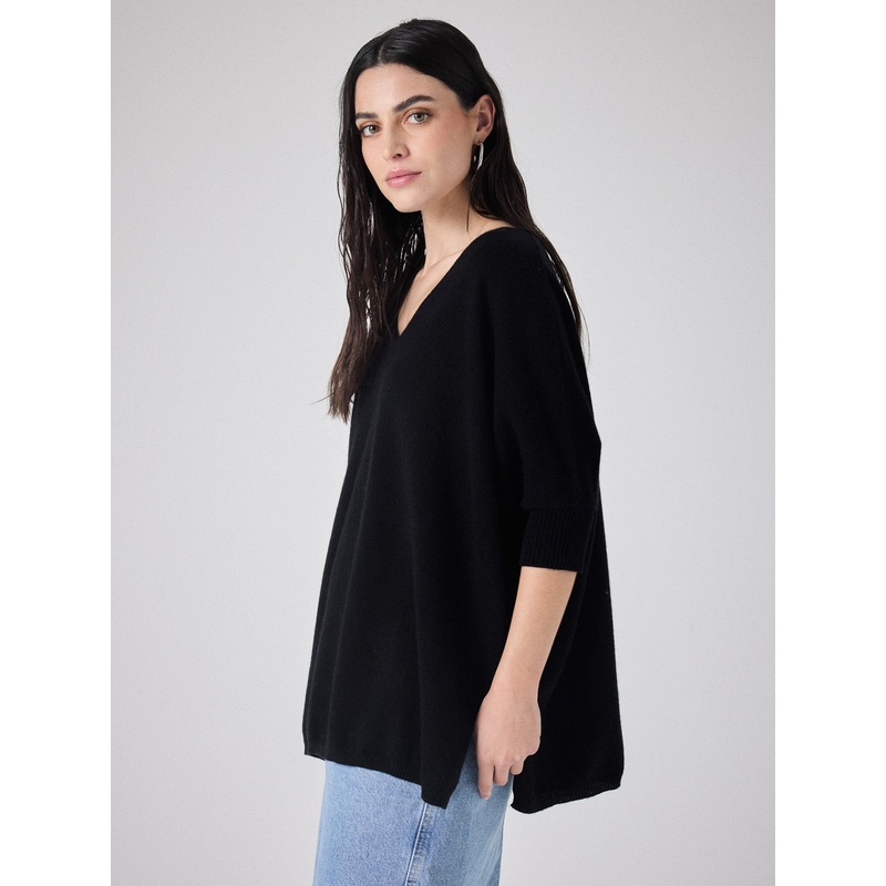 Pull poncho cachemire Aimee|Noir|XS/S|S/M|L/XL