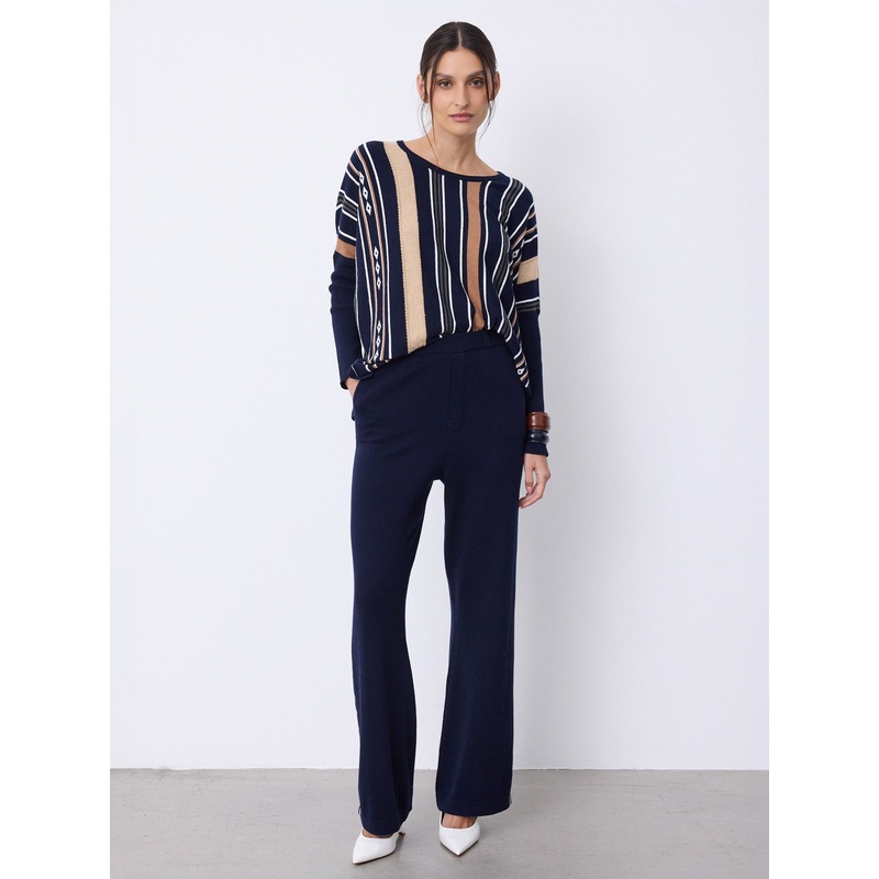 Pantalon coton cachemire Maya|Marine / camel / ash|S|M|L