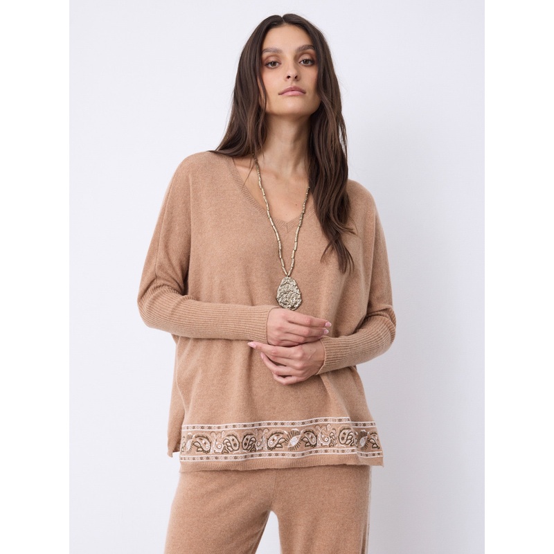Pull poncho cachemire Harvey|Camel chin|XS/S|S/M|L/XL