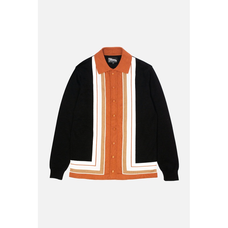 Curtis Graduated Stripe ‘Dark Chocolate – Polo Knit