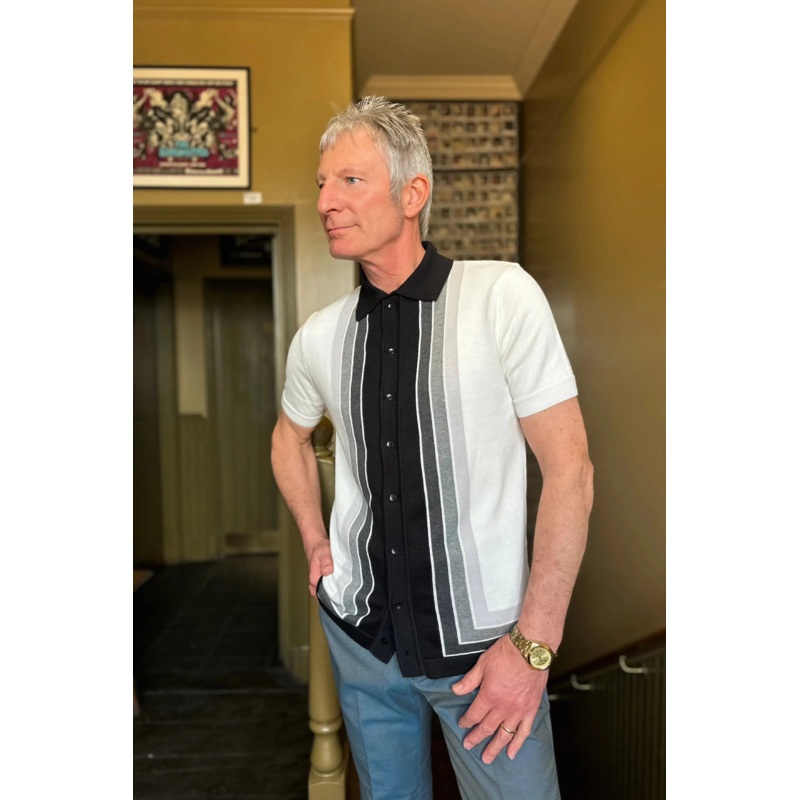 Curtis Graduated Stripe ‘Ghost Town’ – Polo Knit