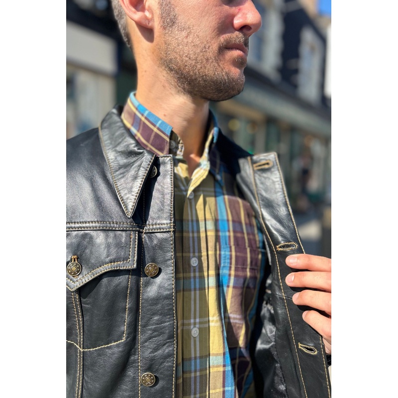 Mens Leather Classic Black – Trucker Jacket