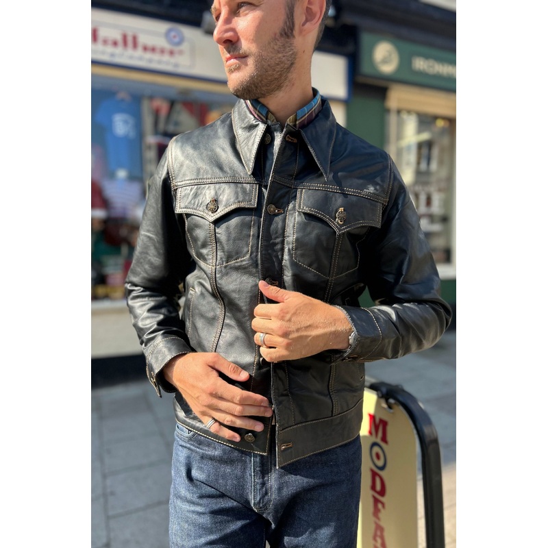 Mens Leather Classic Black – Trucker Jacket