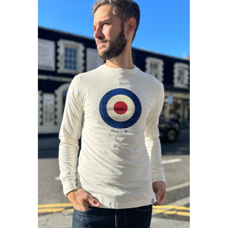 Paisley Target Long Sleeve Ecru MF2227B – T-Shirt