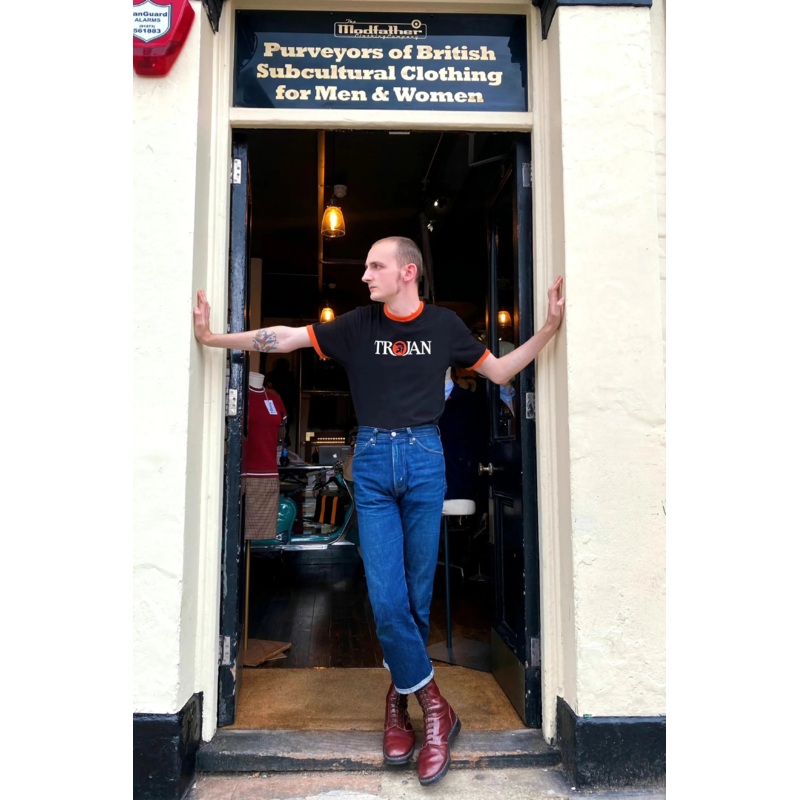 TC/1014 Black & Orange Logo Ringer – T-Shirt