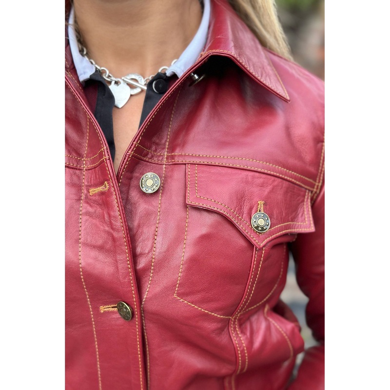 Women’s Leather Burgundy – Trucker Jacket
