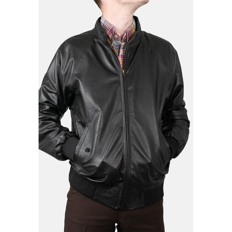 Mens Leather Classic Black – Harrington Jacket
