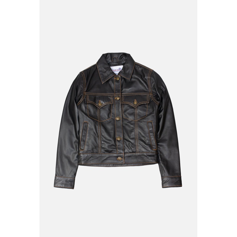 Women’s Leather Black – Trucker Jacket