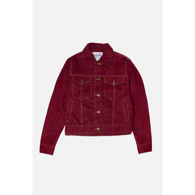 Women’s Twill Maroon Peach Hart  – Trucker Jacket