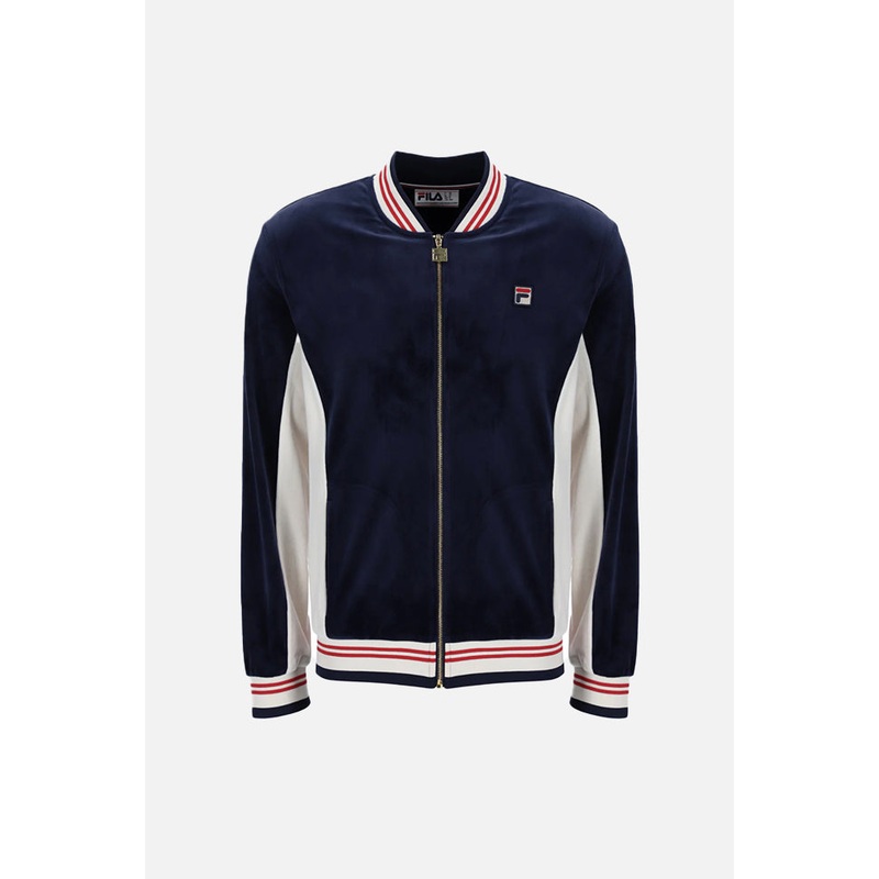Miguel Velour Navy / Gardenia / Red – Track Top