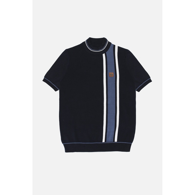 Textured Stripe Navy – Turtle Neck