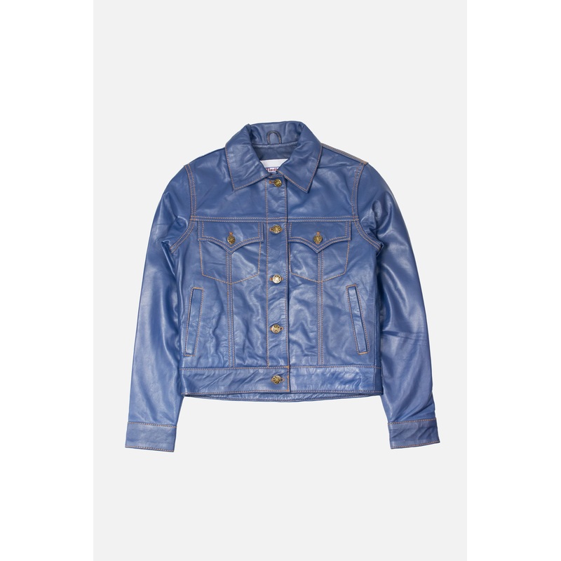Women’s Leather Blue – Trucker Jacket