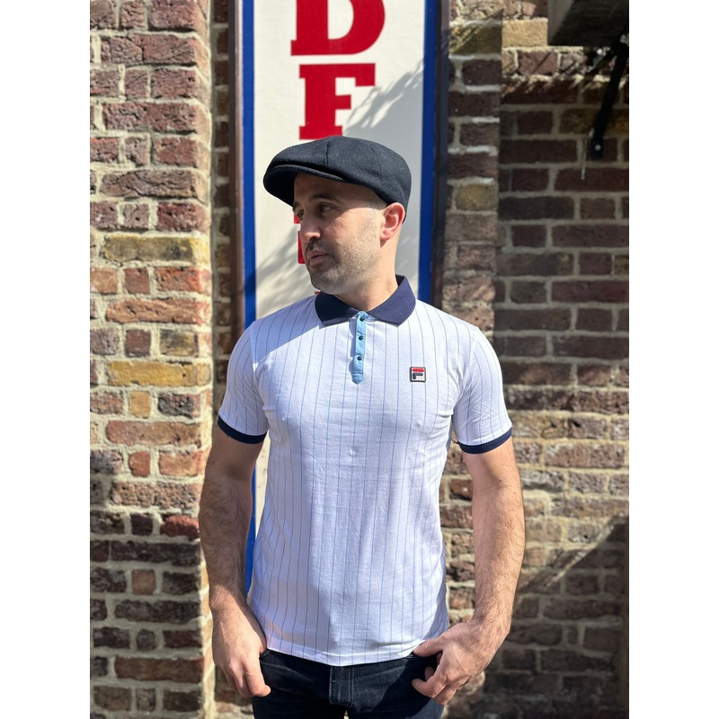 BB1 Classic Vintage Striped White / Navy / Vista Blue – Polo