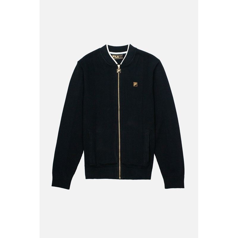 Ferguson Pointelle Panel Stripe Black  – Track Top