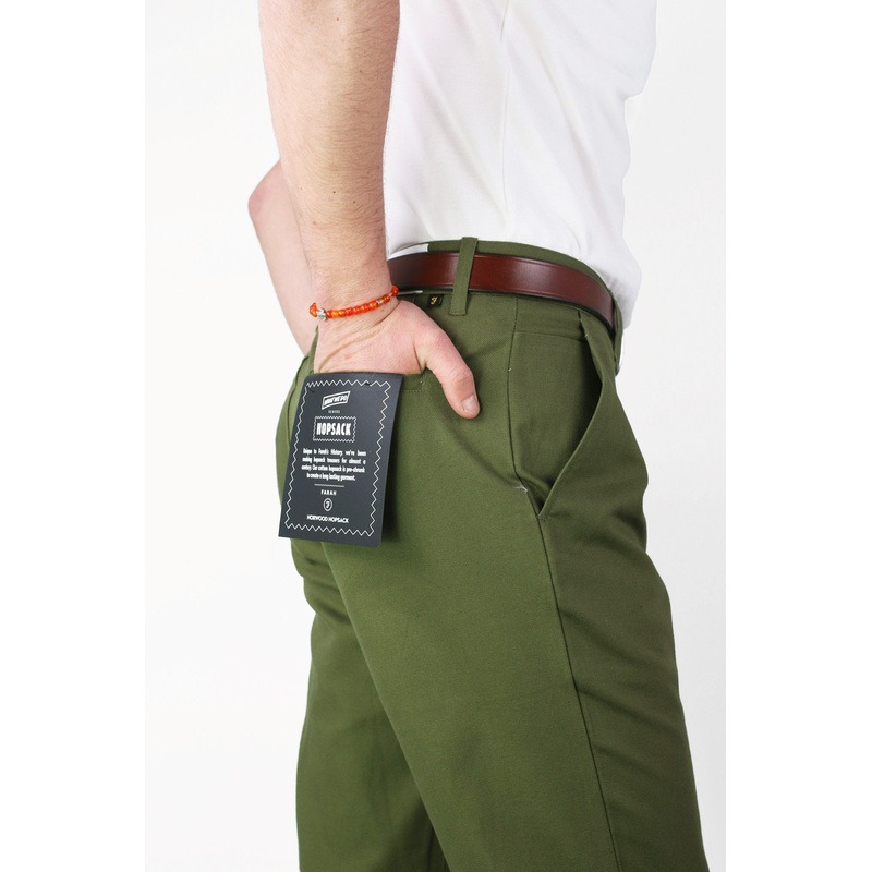 Norwood Regular Fit Cotton Hopsack Olive Green – Trousers