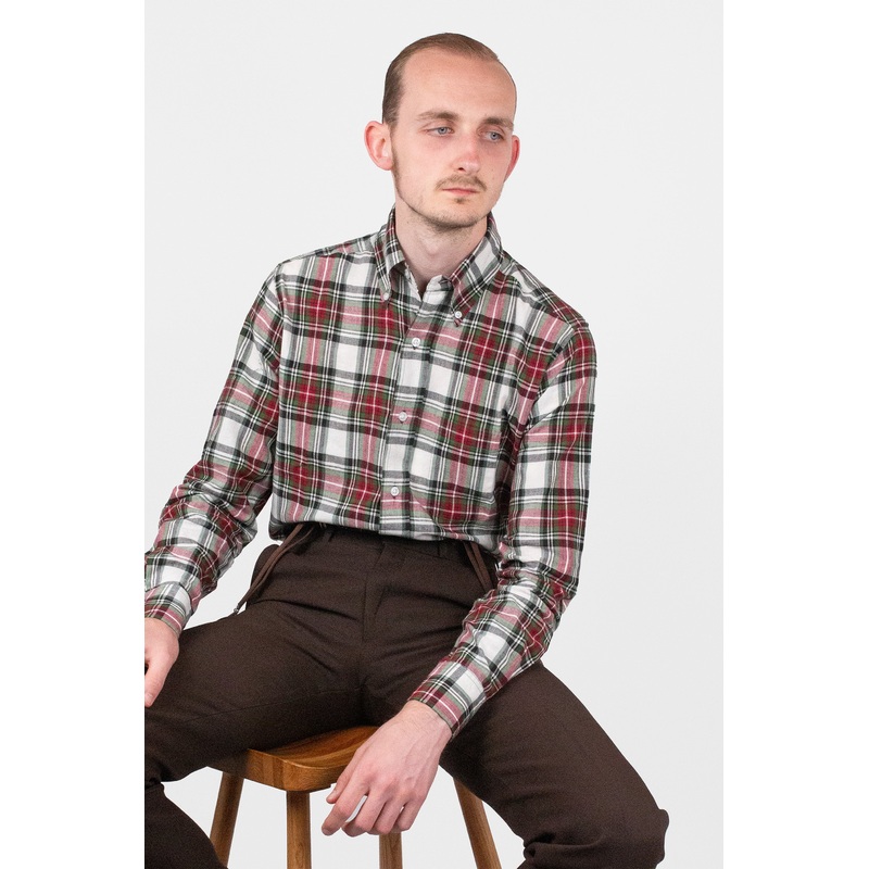 Haywood Madras White/Forest Green/Cherry Red Check – Shirt