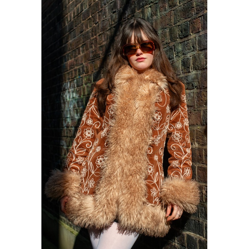 Penny Embroidered Fur Collar – Coat