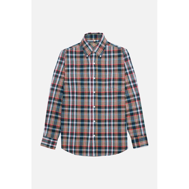 Wesley Madras Midnight Navy/Forest Green/Cherry Red/Dandelion Check – Shirt