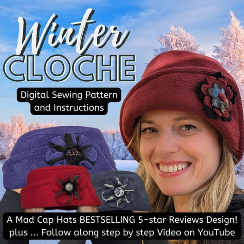 Winter Cloche sewing pattern and instructions, digital format