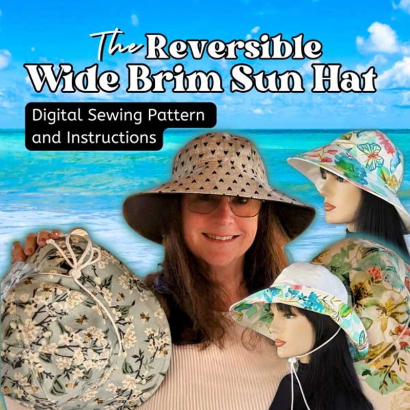 Reversible Wide Brim Sun Hat, sewing pattern and instructions, digital format
