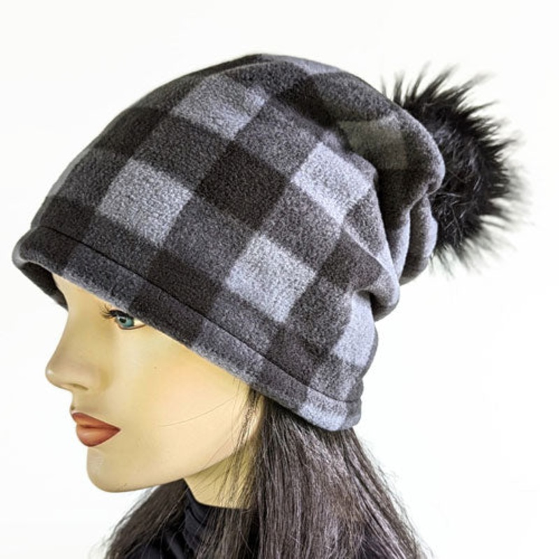 Fashion Pom Pom Toque, removable pom pom trim, deep cuff, asst’d prints