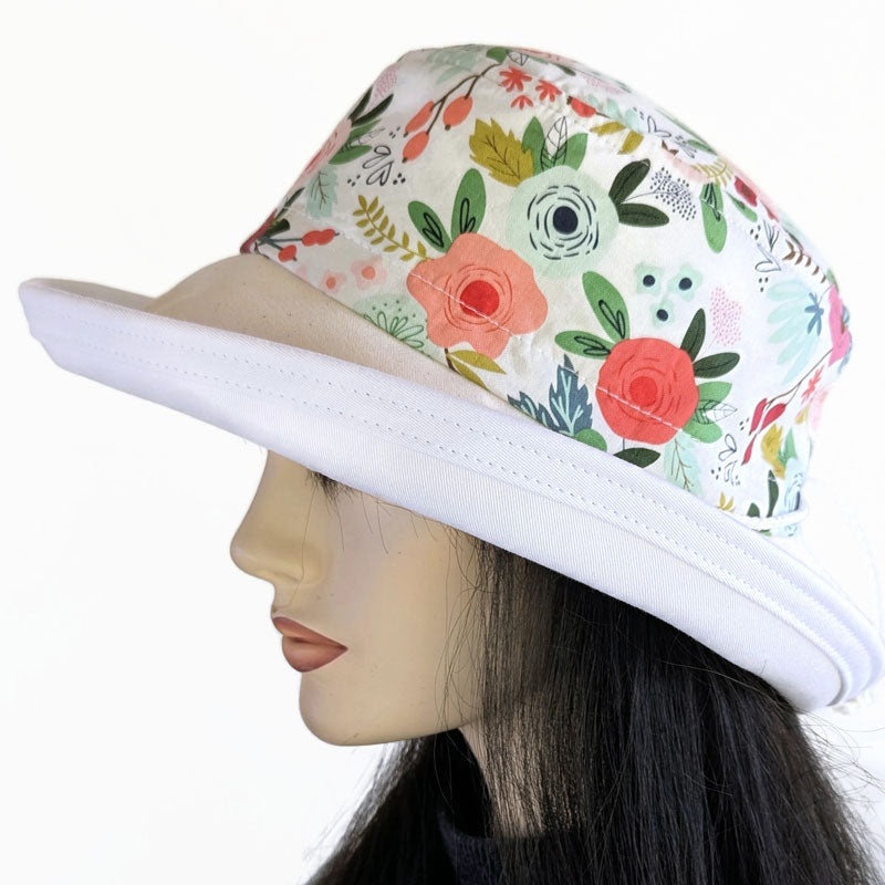 Sunblocker UV summer hat sun hat with wide brim, lovely floral print, adjustable fit