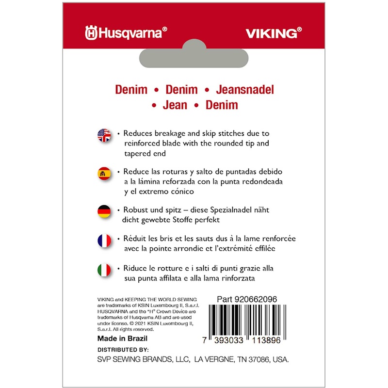 HUSQVARNA VIKING Denim Needles Size 110/18 5-pack