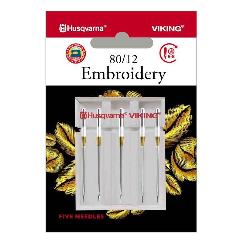 HUSQVARNA VIKING Embroidery Needles Size 80/12 5-Pack