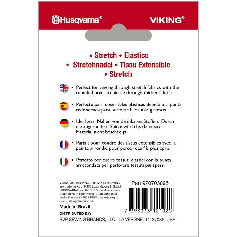 HUSQVARNA VIKING Stretch Fabrics Needles Size 80/12 5-Pack