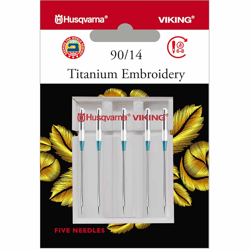 HUSQVARNA VIKING Titanium Embroidery Needles Size 90/14 5-Pack