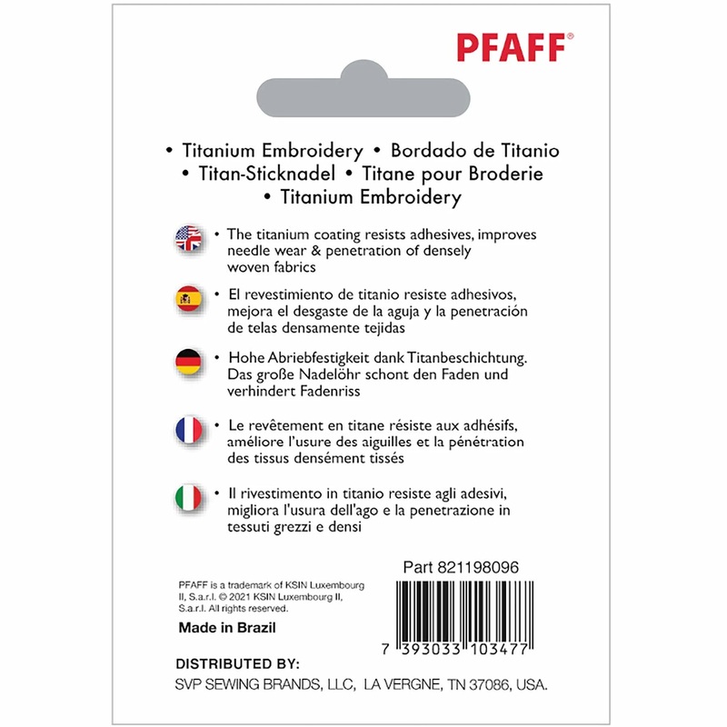 PFAFF Titanium Embroidery Needles Size 80/12 5-Pack