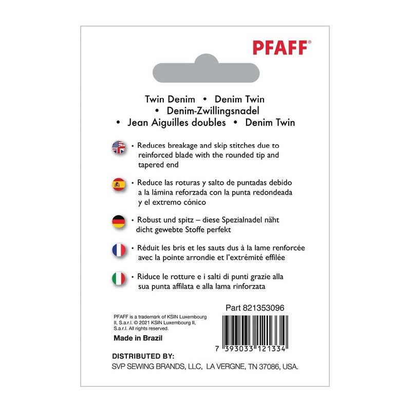 PFAFF Twin Denim Needle 4mm Size 100/16 1-Pack