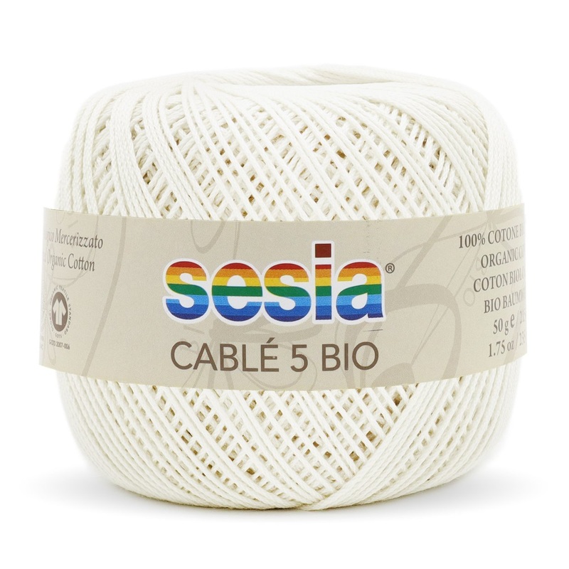SESIA Cable 5 Bio|CABLE 5 BIO – 0665 GRIGIO CHIARO|CABLE 5 BIO – 0280 BIANCO LATTE|CABLE 5 BIO – 0090 BURRO|CABLE 5 BIO – 0053 ECRU SCURO|CABLE 5 BIO – 0052 ECRU CHIARO|CABLE 5 BIO – 0012 GRIGIO CHIARO