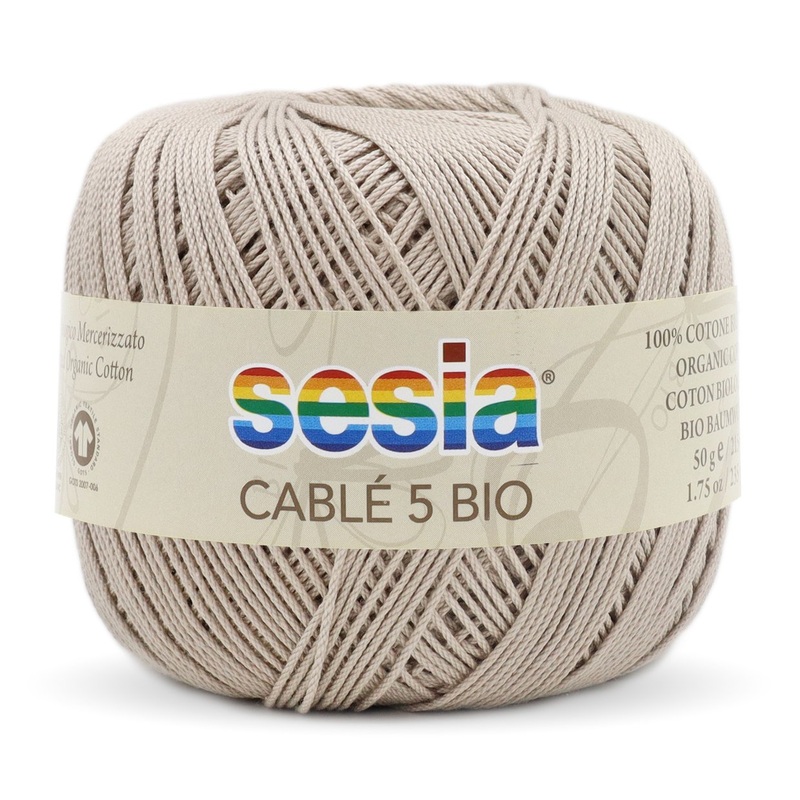 SESIA Cable 5 Bio|CABLE 5 BIO – 0665 GRIGIO CHIARO|CABLE 5 BIO – 0280 BIANCO LATTE|CABLE 5 BIO – 0090 BURRO|CABLE 5 BIO – 0053 ECRU SCURO|CABLE 5 BIO – 0052 ECRU CHIARO|CABLE 5 BIO – 0012 GRIGIO CHIARO