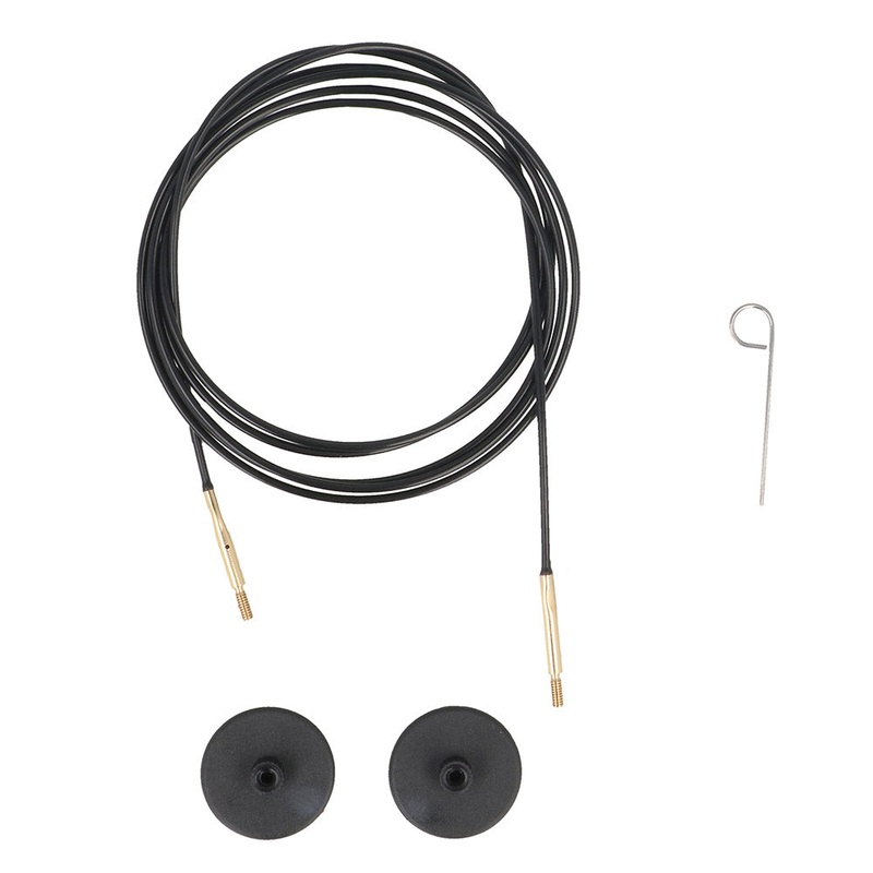 KnitPro Cable 150cm melns-zelts