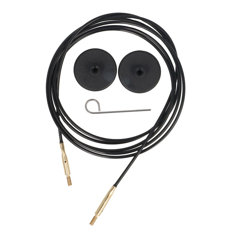 KnitPro Cable 150cm melns-zelts