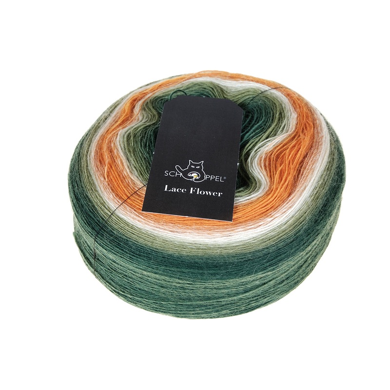 SCHOPPEL Lace Flower Yarn|2330__Autumn Champion|2359__Chickpeas|2435__Furnace|2437__Okey-Dokey|2398__On The Shelf|2436__Woodruff
