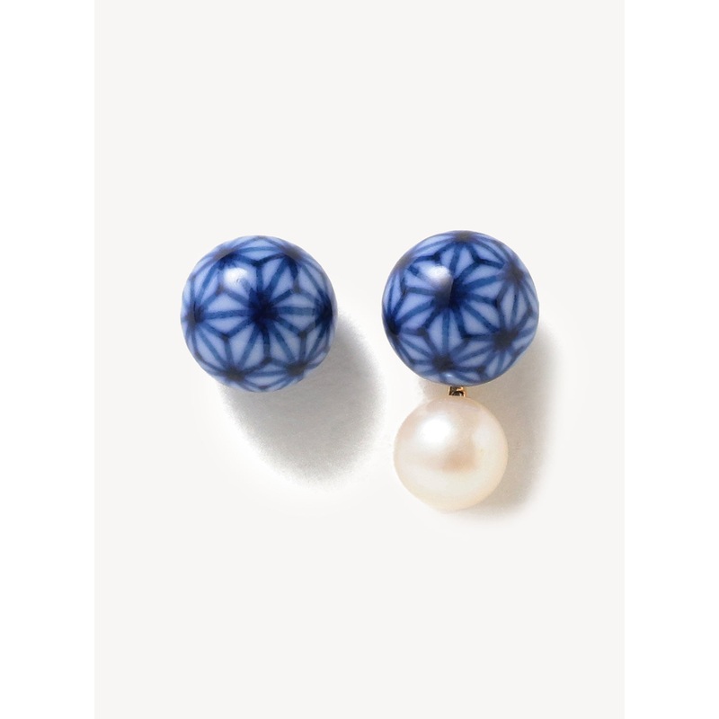 Arita Ware Hemp Leaf Single Pearl Earrings