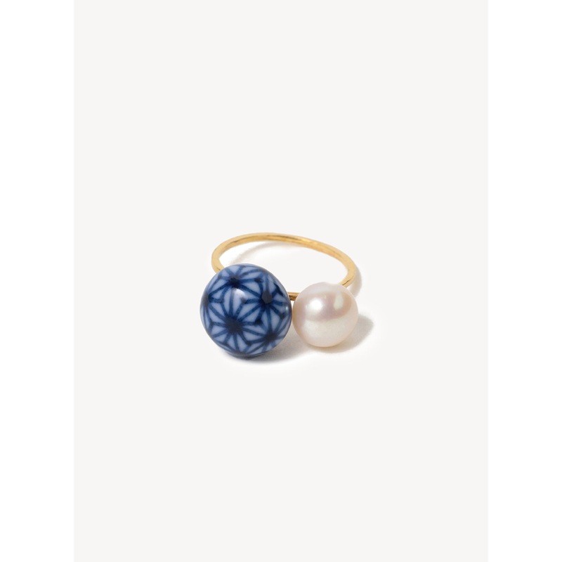 Arita Ware Leaf Combination Pearl Ring