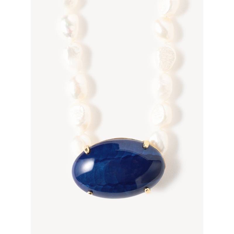 Arita Ware Motif Navy Pearl Long Necklace