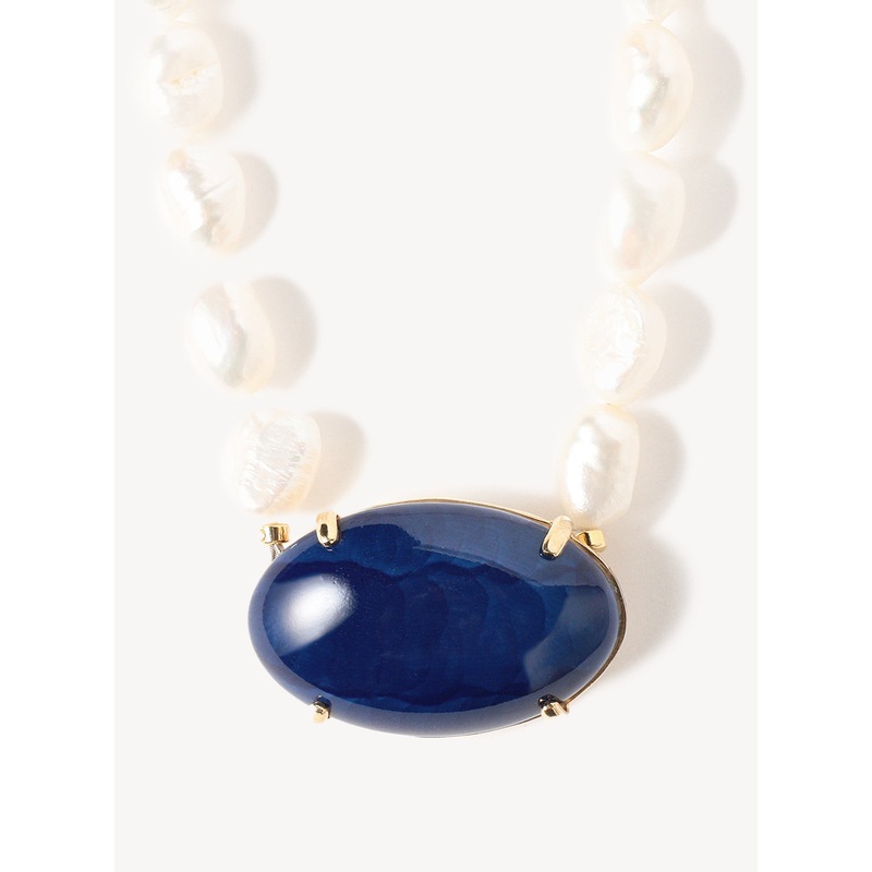 Arita Ware Motif Navy Pearl Short Necklace